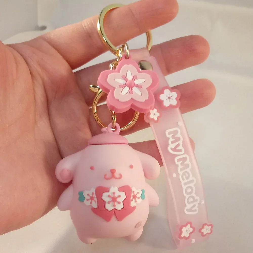 My Melody Pompompurin Key Chain Key Ring Cute Figurine Character Keychain
